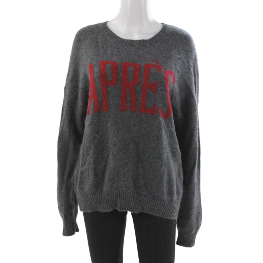 T Tahari Women Pullover Cashmere Sweater Gray Crew Neck Long Sleeve Size S